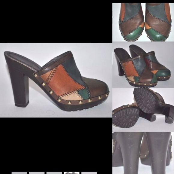 NEW COACH VINTAGE LEATHER PATCHWORK MULES CLOGS SHOES SIZE 7.5 - Picture 7 of 12